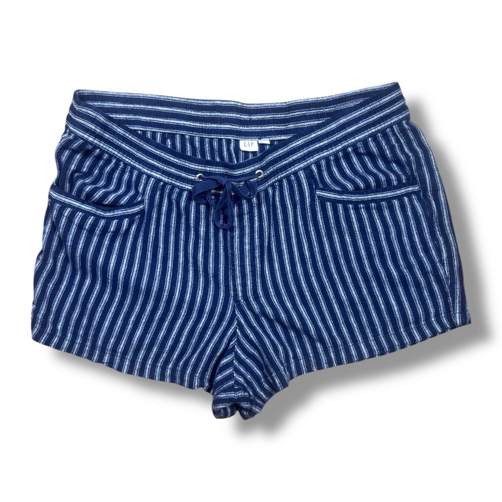 GAP Navy and White Striped Drawstring Shorts